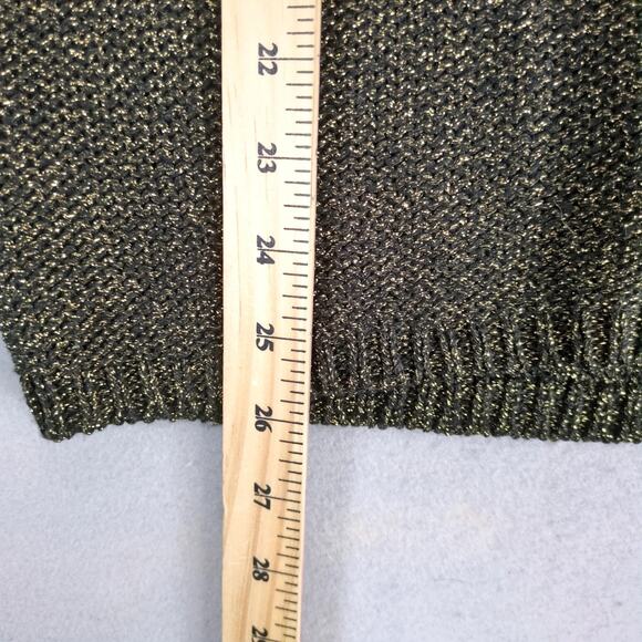 Ruby Rd Metallic Gold Rhinestone Black Top Women's M 3/4 Sleeve Glam Party Fairy - Picture 8 of 10